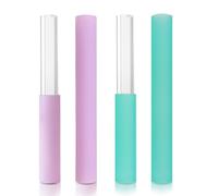 UPCEED 4 Pcs Singing Bowl Mallet Set Includes Solid and Hollow Acrylic Silicone Rubber Striker Mallet for Playing Quartz Crystal Singing Bowls with Bundle Pocket(PurpleGreen)