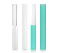 UPCEED 4 Pcs Singing Bowl Mallet Set Includes Solid and Hollow Acrylic Silicone Rubber Striker Mallet for Playing Quartz Crystal Singing Bowls with Bundle Pocket(WhiteGreen)