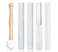 UPCEED 5 Pcs Singing Bowl Mallet Set, Rubber Mallet with Wooden Handle, Acrylic Silicone Rubber Mallet Striker, Handmade Thick Suede Sheepskin Striker for Playing Quartz Crystal Singing Bowls