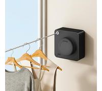 UpChoNice Retractable Clothesline Indoor & Outdoor, 4.95m Non-Sagging Stainless Steel Laundry Washing Line with Wall Mounted Heavy Duty Design, Space-Saving Clothing Drying Rack (Square Black)