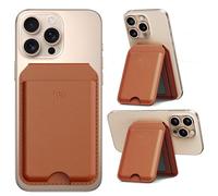 Upcommon Enclave Wallet Stand for iPhone 16/15/14/13/12 Series, Compatible with MagSafe, Magnetic 5 Card Holder, Adjustable Stand, RFID Blocking, Microfiber Leather (Tan)