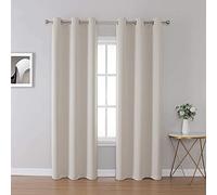 Upcortinassi Inherent Flame Retardant Curtains Room Darkening for Schools Classrooms Dorm Nursing Home Light Beige 42 x 84 1 Panel