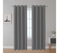 Upcortinassi Fire Retardant Blackout Curtains, Grommet Top, NFPA 701 Certified Flame Resistant Drape, Room Darkening for School/Nursing Home, 2 Panels, Grey, 52x95 Inch