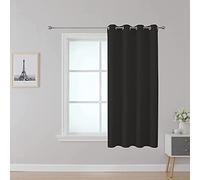 Upcortinassi Fire Retardant Curtain Flame Resistant Blackout Curtains for School Classroom Dorm Nursing Home Black 52 x 63 1 Panel