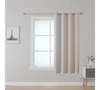 Upcortinassi Fire Retardant Curtain Flame Resistant Blackout Curtains Room Darkening for School Classroom Dorm Nursing Home Light Beige 52 x 63 1 Panel