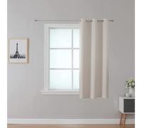 Upcortinassi Fire Retardant Curtain Flame Resistant Blackout Curtains Room Darkening for School Classroom Dorm Nursing Home Light Beige 42 x 63 1 Panel