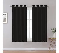 Upcortinassi Inherent Fire Resistant Blackout Curtains - SGS & NFPA 701, Grommet Top 2 Panels Black, FR Window Curtains for Classroom, 52x63 Inch