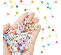 UPCSKDA 200PCS Mini Resin Lollipops Miniature Food Little Figures for DIY Craft Dollhouse Miniature Dessert Kitchen Toys Accessories Micro Landscaping Decoration (Lollipops)