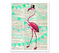 Upcycle Dictionary Flamingo Bunting Art Print Framed Poster Wall Decor 12x16 inch