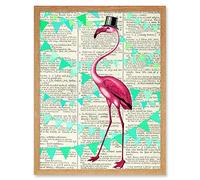 Upcycle Dictionary Flamingo Bunting Art Print Framed Poster Wall Decor 12x16 inch
