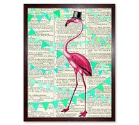 Upcycle Dictionary Flamingo Bunting Art Print Framed Poster Wall Decor 12x16 inch