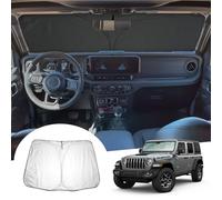 [Update] GAFAT Compatible with Jeep Wrangler JL 4XE 2018-2025 2026 Sunshade Front Window Indoor, Wrangler Accessories Windscreen Parasol Sun Visor Sun Protector, Cooling, UV Protection, UPF 50+