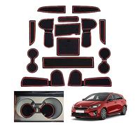 [Update] GAFAT Compatible with Kia Ceed SW GT Proceed XCeed 2018-2025 2026 Non-Slip Mats, Centre Console Armrest Rubber Mats, Drink Holder Door Seam, Ceed Accessories UK RHD (Red)