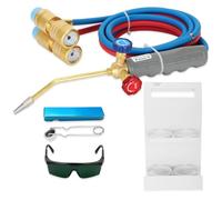 Update Oxygen MAPP Torch Kit, Dual gauge design, With portable cylinder metal stand and lighter, for Heating, Soldering, Glass Blowing, Oxypropane Welding Gas Cutting Torch Kit
