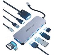 Updated 2019 10-in-1 USB C Hub, iDriveTech USB C Adapter with Ethernet, 4K USB C to HDMI, VGA, 2 USB3.0 2 USB2.0, USB c PD Charger SD TF Card Reader, Compatible Mac Pro and Other Type C Laptops
