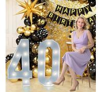 Updated 3.3FT Marquee Light Up Numbers 40,reassemblable Giant Large Frame Mosaic Numbers for 50th Birthday Decorations, Birthday Party DIY Anniversary décor (Number-40)