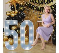 Updated 3.3FT Marquee Light Up Numbers 50,reassemblable Giant Large Frame Mosaic Numbers for 50th Birthday Decorations, Birthday Party DIY Anniversary décor (Number-50)