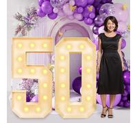 Updated 4FT Marquee Light Up Number 50 - Reassemblable Giant Frame for 50th Birthday Decorations, Party DIY Anniversary Décor (4FT-WH-Number-50)