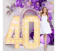 Updated 4FT Marquee Light Up Numbers 40,reassemblable Giant Large Numbers Frame Mosaic Numbers for 40th Birthday Decorations, Birthday Party DIY Anniversary décor (4FT-Number-40)