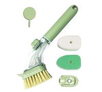 Updated Dish Brush with 3 Replaceable Heads, No Leaking Soap Dish Scrubber, Kitchen Dish Brush with Soap Dispenser for Pot Pan Sink Cleaning