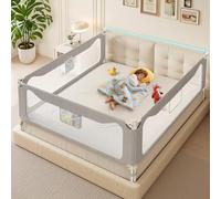 Updated King Size Bed Rail for Toddlers: 3-Side Protection Bedrail with Headbroad for King Bed - Extral Tall Adjustable Child Safety Side Railing Guards for Infants Kids Child(78.7x78.7X 74.8”)