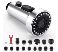 【Updated】 Pull Down Kitchen Faucet Sprayer Head Replacement Part, 3 Function Pull Out Sink Sprayer Replacement Nozzle, Kitchen Faucet Head Hose Spray Tap Spout, Chrome