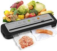 Updated Vacuum Sealer Machine 2025, MEGAWISE Food Sealer w/Starter Kit, Dry & Moist Food Modes, Compact Design with 10 Vacuum Bags & Built-in Cutter(Grey)