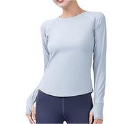 Updated Women's Sports Running Tops Shirts with Thumb Hole Long Sleeve Activewear T Shirt Base Layer Lightweight Sportshirt Yoga Top Thermal Tops Quick Dry Breathable for Cycling Workout