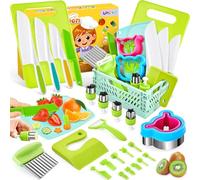 UPDOKIT 26 Piece Toddler Knife Set, Kids Cooking Set for Real Food Chopping, Kitchen Safe Knives Set for Kids with Potato Knife, Storage Basket, Crinkle Cutter, Y Peeler, Fruit Cutters