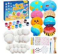 UPDOKIT Sea Shell Painting Kit Kids, Paint Arts and Crafts for Kids, 18 Natural Shells with Holes and No-Holes, Educational DIY Crafting Painting Creative Arts and Crafts for Ages 3-12