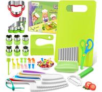 UPDOKIT Toddler Kitchen Safety Knives Set for Kids - 28 PCS Set with Tomato Knife, Crinkle Cutter, Plastic Knife, Y Peeler, Mini Chef Knives for Kids Girls & Boys