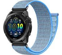 Upeak 22mm QuickFit Watch Straps Compatible with Garmin Fenix 7 Strap/7 Pro/6/6 Pro Strap/Fenix 8 47mm5/5 Plus, Nylon Sport Band for Garmin Epix Gen 2/Forerunner 965/Instinct 2, Light Blue