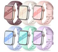 Upeak 6 Pack Sport Strap Compatible with Apple Watch Strap 40mm 38mm 41mm for Men and Women, Soft Silicone Replacement Straps for iWatch Ultra SE Series 9 8 7 6 5 4 3 2 1, Light Colour A, S