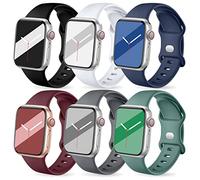 Upeak 6 Pack Sport Strap Compatible with Apple Watch Strap 40mm 38mm 41mm for Men and Women, Soft Silicone Replacement Straps for iWatch Ultra SE Series 9 8 7 6 5 4 3 2 1, Dark Colour, S