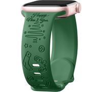 Upeak Compatible with Apple Watch Strap 46mm 45mm 44mm 42mm (Series 1 2 3)-Engraved Snow Flakes Pattern Silicone Strap for Christmas Day, Band for iWatch Strap SE Series 11 10 9 8 7 6 5 4 3 2 1, Green