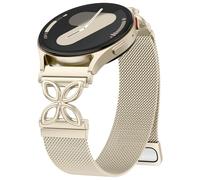 Upeak Metal Straps Compatible with Samsung Galaxy Watch 7 6 5 4 Strap 40mm 44mm - 20mm Mesh Loop Magnetic Band with Flower Design for Galaxy Watch 4 6 Classic/5 Pro/3 41mm/FE/Active 2, Champagne Gold