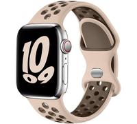 Upeak Sport Band Compatible with Apple Watch Band 40mm 41mm 38mm 42mm, Breathable Silicone Double Hole Buckle Strap, for iWatch Series 10 9 8 7 6 5 4 3 2 1 SE Ultra, S, Desert Stone