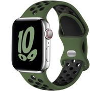 Upeak Sport Strap Compatible with Apple Watch Strap 40mm 38mm 41mm 42mm, Breathable Silicone Double Hole Band for iWatch Strap Series 11 10 9 8 7 6 5 4 2 1, SE 3, S, Army-Green/Black