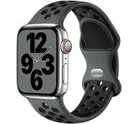Upeak Sport Strap Compatible with Apple Watch Strap 44mm 45mm 46mm 42mm 49mm 40mm 38mm 41mm, Breathable Silicone Double Hole Band for iWatch Series 11 10 9 8 7 6 5 4 2, SE 3, Ultra 3, S,Charcoal/Black