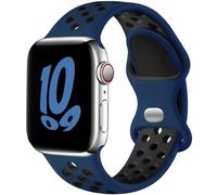 Upeak Sport Strap Compatible with Apple Watch Strap 44mm 45mm 46mm 42mm 49mm, Breathable Silicone Double Hole Band for iWatch Strap Series 11 10 9 8 7 6 5 4 2 1, SE 3, Ultra 3, L, Midnightblue/Black