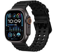 Upeak Sports Strap Compatible with Apple Watch Ultra 2 Strap 49mm 45mm 44mm 42mm 46mm, 24mm Adjustable Silicone Ocean Loop Straps for iWatch Series 11 10 9 SE 8 7 6 5 4 3 2 1, Black