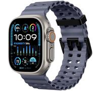 Upeak Sports Strap Compatible with Apple Watch Ultra 2 Strap 49mm 45mm 44mm 42mm 46mm, 26mm Adjustable Silicone Ocean Loop Straps for iWatch Series 11 10 9 SE 8 7 6 5 4 3 2 1, Bluegrey