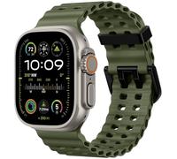Upeak Sports Strap Compatible with Apple Watch Ultra 2 Strap 49mm 45mm 44mm 42mm 46mm, 26mm Adjustable Silicone Ocean Loop Straps for iWatch Series 11 10 9 SE 8 7 6 5 4 3 2 1, Green