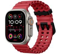 Upeak Sports Strap Compatible with Apple Watch Ultra Strap 49mm 45mm 44mm 42mm 46mm, 26mm Adjustable Silicone Ocean Loop Straps for iWatch Series 11 10 9 SE 8 7 6 5 4 3 2 1, Red