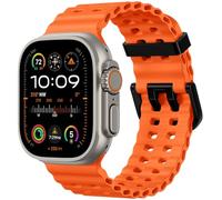 Upeak Sports Strap Compatible with Apple Watch Ultra Strap 49mm 45mm 44mm 42mm 46mm, 26mm Adjustable Silicone Ocean Loop Straps for iWatch Series 11 10 9 SE 8 7 6 5 4 3 2 1, Orange
