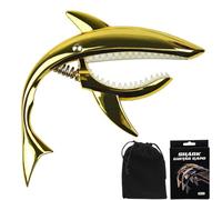 UPELLA Shark Guitar Capo With Velvet Bag, Premium Zinc Alloy Tone Clip Guitar Shark Capo for Acoustic Electric Folk Guitar, Mandolin, Bass, Ukulele (Golden)