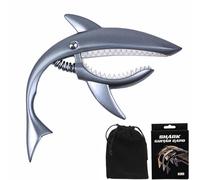 UPELLA Shark Guitar Capo With Velvet Bag, Premium Zinc Alloy Tone Clip Guitar Shark Capo for Acoustic Electric Folk Guitar, Mandolin, Bass, Ukulele (Chrome Silvery)