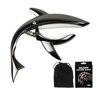 UPELLA Shark Guitar Capo With Velvet Bag, Premium Zinc Alloy Tone Clip Guitar Shark Capo for Acoustic Electric Folk Guitar, Mandolin, Bass, Ukulele (Black)