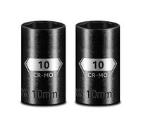 Upenjok 2-Pack 1/4" Drive 10mm Shallow Impact Socket, 6-Point CR-MO Steel with Black Phosphate Finish