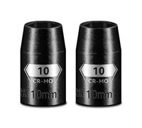 Upenjok 2-Pack 3/8" Drive 10mm Shallow Impact Socket, 6-Point CR-MO Steel with Black Phosphate Finish
